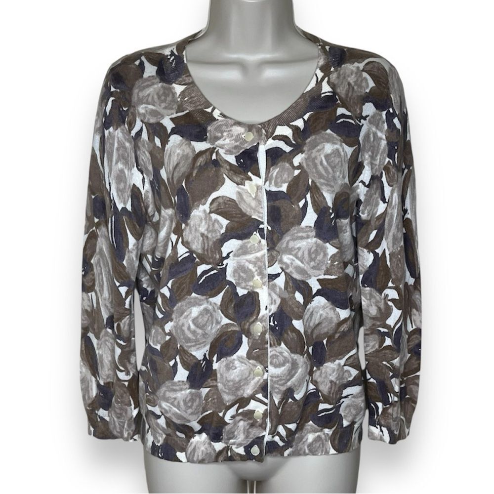 Banana Republic Mad Men Rose Button Up Cardigan Oxide Grey Neutrals Women Medium